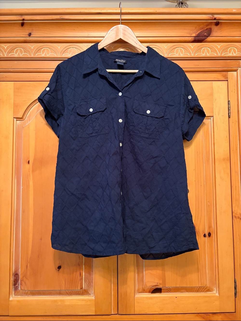 Lucky Brand Navy Textured Button-Up Shirt